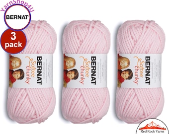BABY PINK 3 pack! Bernat Softee Chunky Yarn Super Bulky Yarn. 3.5oz | 108yds | 100% Acrylic Yarn. 3 skeins per pack = Bulk Buy!