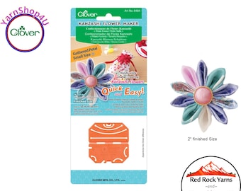 KANZASHI for SMALL GATHERED Petal Flowers of 2" Finished Size. Clover Kanzashi Flower Maker. Plastic Template to make fabric flowers. #8484