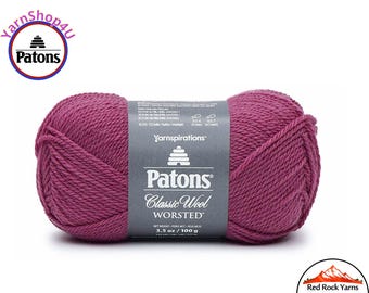 RICH RASPBERRY - Patons Classic Wool Worsted Yarn Medium Weight (4). 100% wool yarn. 3.5oz | 194 yards (100g | 177m)