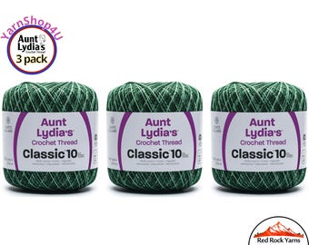 SPRING GREENS 3 pack! Aunt Lydia's Classic 10 Crochet Thread. 300yds. Item #154-0885