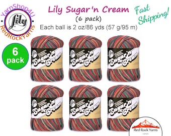 PAINTED DESERT 6 Pack! 2oz | 95yds each. Lily Sugar N Cream The Original 100% Cotton Yarn. 6 skein bag = Bulk Buy!
