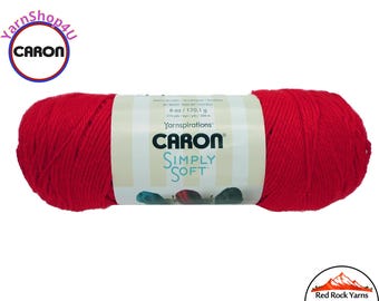 RED - Caron Simply Soft 6oz / 315yds (170g / 288m) 100% Acrylic yarn. Item H970039729