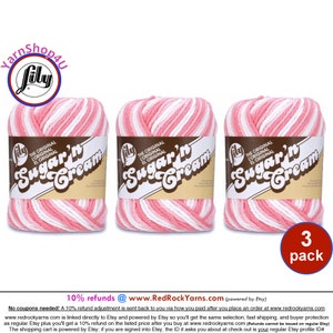 STRAWBERRY OMBRE 3 Pack 2oz | 95yds each. Lily Sugar N Cream The Original 100% Cotton Yarn. 3 skeins Bulk Buy!