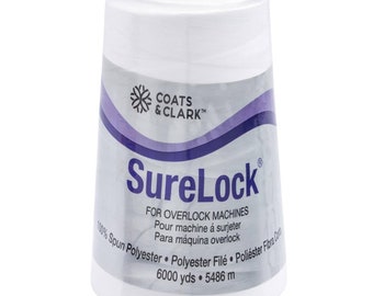 6000 yards - Coats & Clark Dual Duty SureLock Serging Thread. Choose White or Black. #6116 40% off!