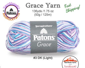 LAVENDER Patons Grace yarn Light weight #3. 100% Mercerized Cotton, 1.75 oz | 136 yards (50 g | 125 m) Color #62903
