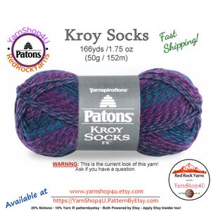 CELESTIAL COLORS - Patons Kroy Socks FX Yarn is 1.75oz | 166yds Super Fine Weight (1) Sock Yarn. A Blend of 75/25% Wool/Nylon (50g | 152m)