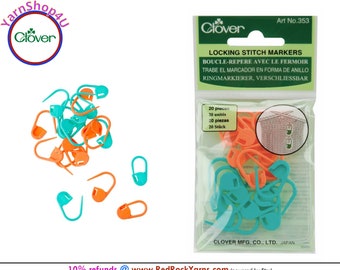 Clover Locking Stitch Markers - 20 Coiless Plastic Safety Pin Stitch Markers. Good for worsted weight yarn. Art No. 353