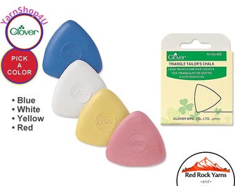 Clover Triangle Tailor's Chalk. Pick a Color: White, Red, Yellow, Blue [we package not to break!] 1 piece. #432/RWYB