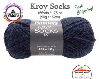 MIDNIGHT COLORS - Patons Kroy Socks FX Yarn is 1.75oz | 166yds Super Fine Weight (1) Sock Yarn. A Blend of 75/25% Wool/Nylon (50g | 152m)