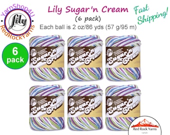 FRUIT PUNCH 6 Pack! 2oz | 95yds each. Lily Sugar N Cream The Original 100% Cotton Yarn. 2 ounces / 95 yards ea. 6 skein bag = Bulk Buy!