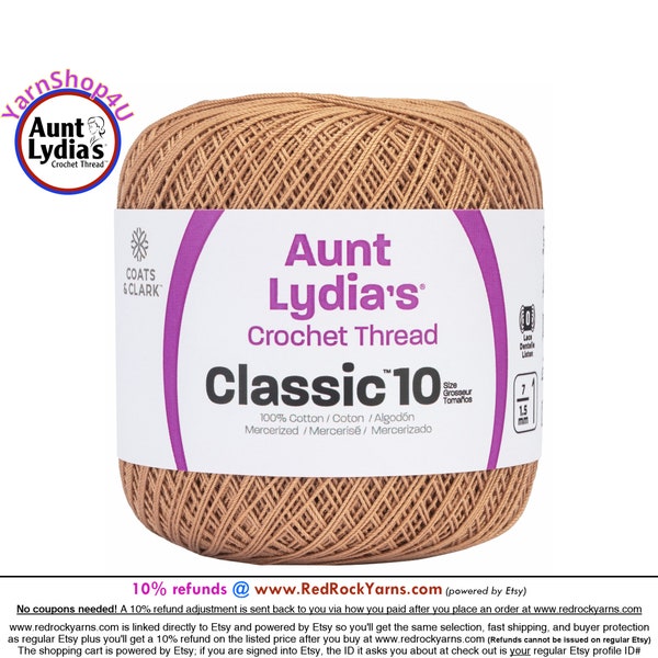COPPER MIST - Aunt Lydia's Classic 10 Crochet Thread. 350yds. Item #0310