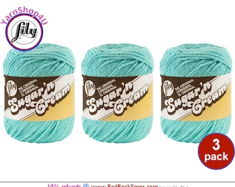 SEABREEZE 3 Pack! 2.5oz | 120yd The Original Lily Sugar N Cream 100% Cotton Yarn. 3 Skeins Bulk Buy!