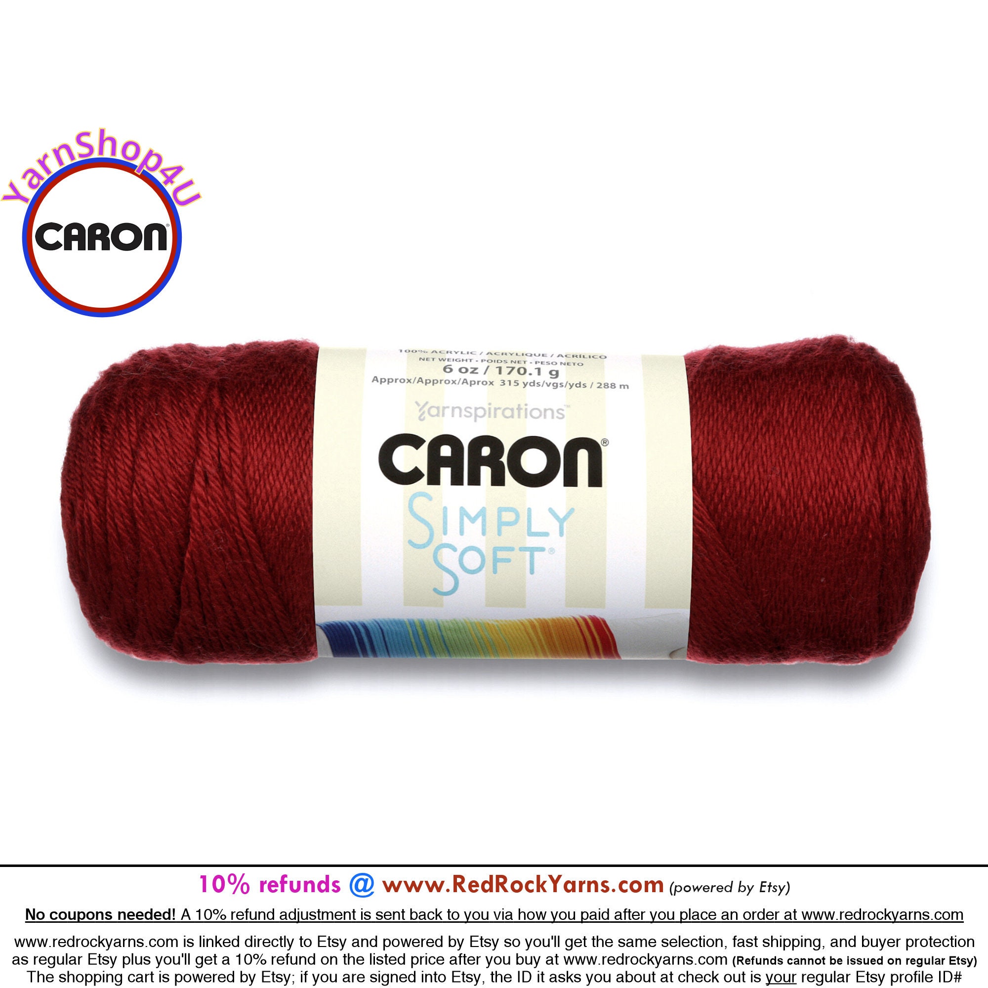 Simply Soft Caron Yarn Color Autumn Red Crochet Knit Lot of 2 NWT