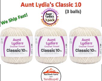 ANTIQUE WHITE 3 pack! Aunt Lydia's Classic 10 Crochet Thread. 350yds. Item #154-0210