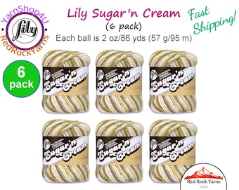GUACAMOLE 6 Pack! 2oz | 95yds each. Lily Sugar N Cream The Original 100% Cotton Yarn. 2 ounces / 95 yards ea. 6 skein bag = Bulk Buy!
