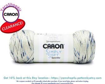 Clearance Sale! BLUE GINGHAM - Caron Simply Soft Speckle 5oz / 235yds (141g / 215m) 100% Acrylic yarn. Item 29496161010
