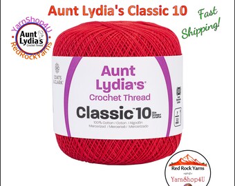 ATOM RED - Aunt Lydia's Classic 10 Crochet Thread. 350yds. Color #154-2160