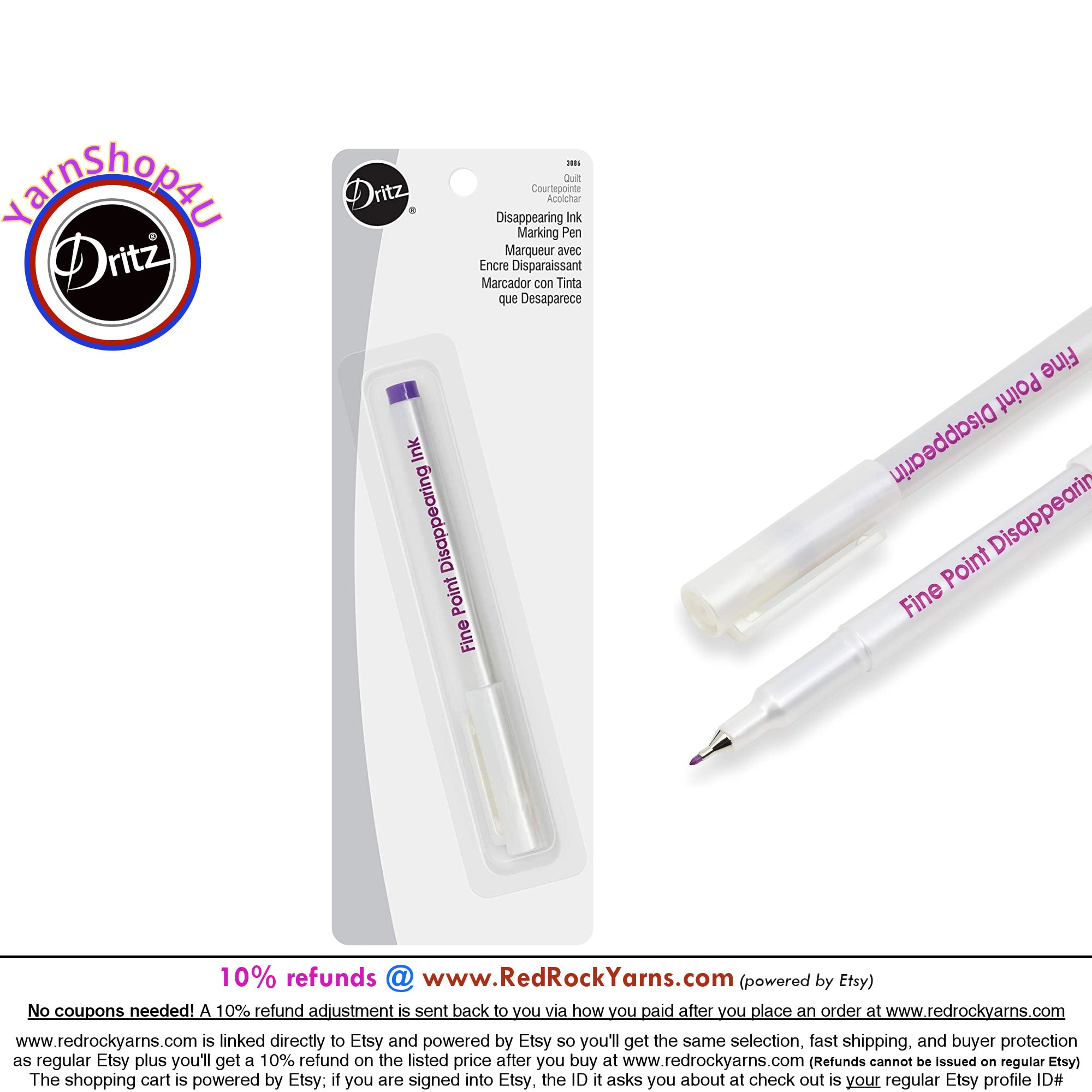 Dritz Disappearing Ink Marking Pen-Pink