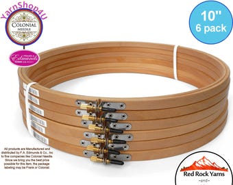 10" Pack of 6 Embroidery hoops. Frank A Edmunds / Colonial Needle Quality Hoops hard wood w/ Smooth rounded edges and screw caps. CNEH-10
