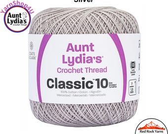 SILVER - Aunt Lydia's Classic 10 Crochet Thread. 350yds. Item #154-0435