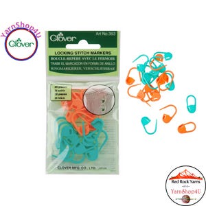 Clover Locking Stitch Markers - 20 Coiless Plastic Safety Pin Stitch Markers. Good for worsted weight yarn. Art No. 353