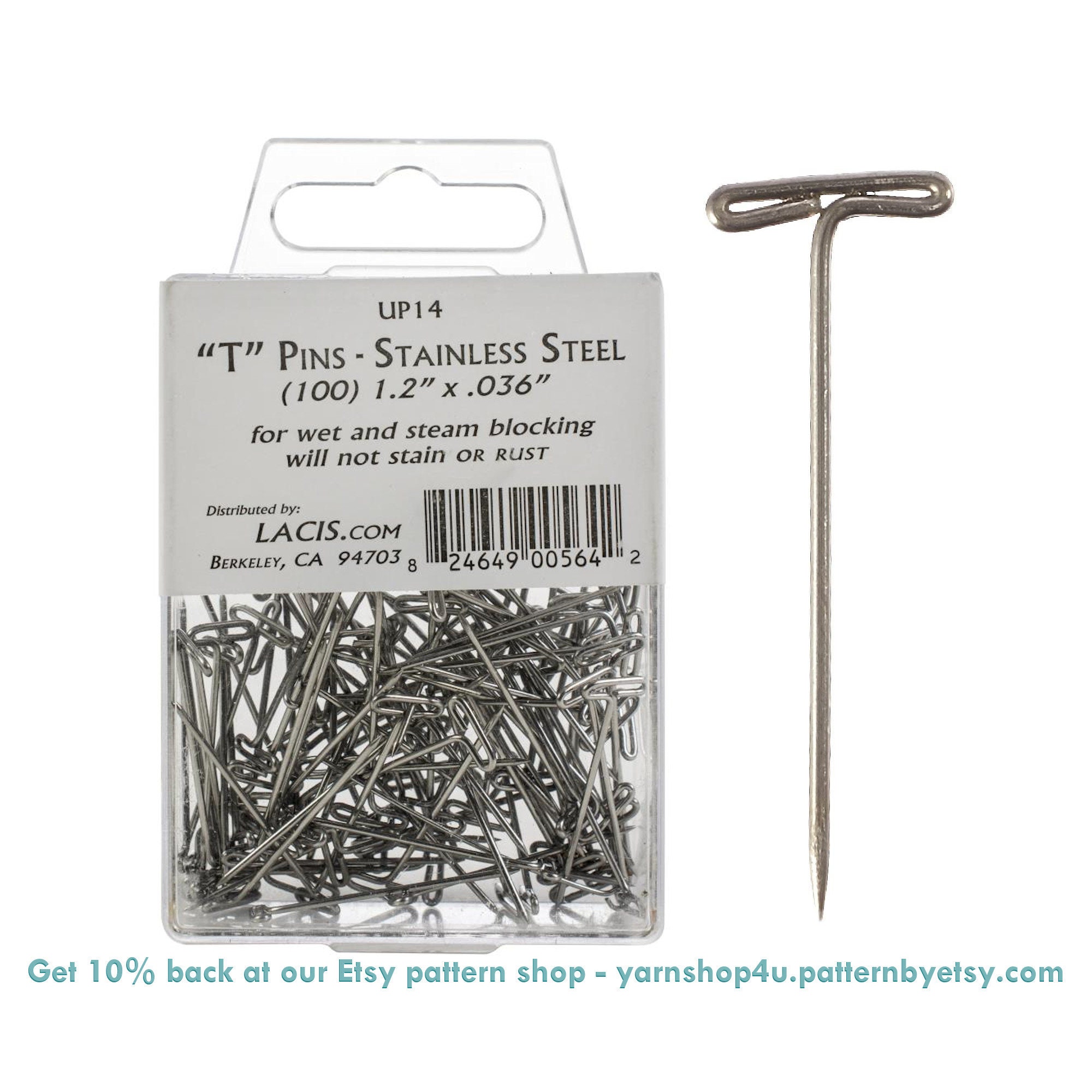 Grosun 400pcs 38mm/1.5inch Stainless Steel T-Pins Sewing Pins for Knitting and Blocking 