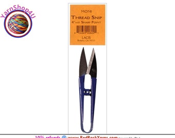 LACIS Thread Snips. Sharp point with a ground edge and plastic sheath for tip protection and storage. 4.25" total length. Blue #MO58