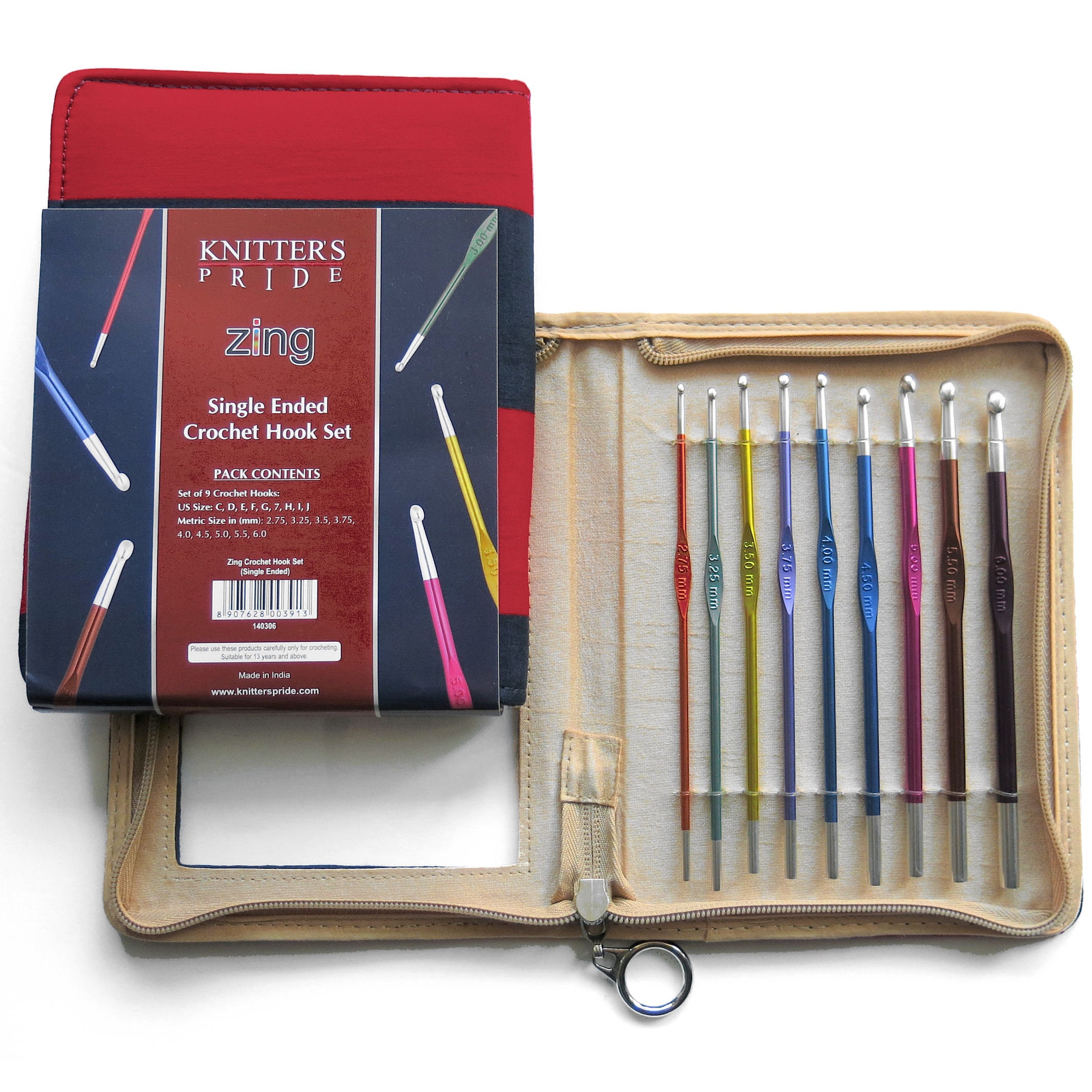 Knitter's Pride ZING CROCHET HOOKS. Single Ended Crochet Hooks. 9
