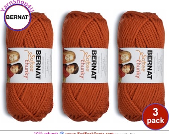 PUMPKIN 3 pack! Bernat Softee Chunky Yarn Super Bulky Yarn. 3.5oz | 108yds | 100% Acrylic Yarn. 3 skeins per pack = Bulk Buy!