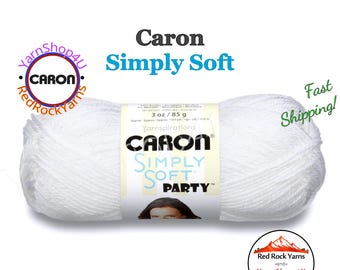 SNOW SPARKLE - Caron Simply Soft Party! 3 oz / 164 yds (85 g / 150 m) 99% Acrylic, 1 percent Metallic (3 ounce / 164 yards) Color #0001