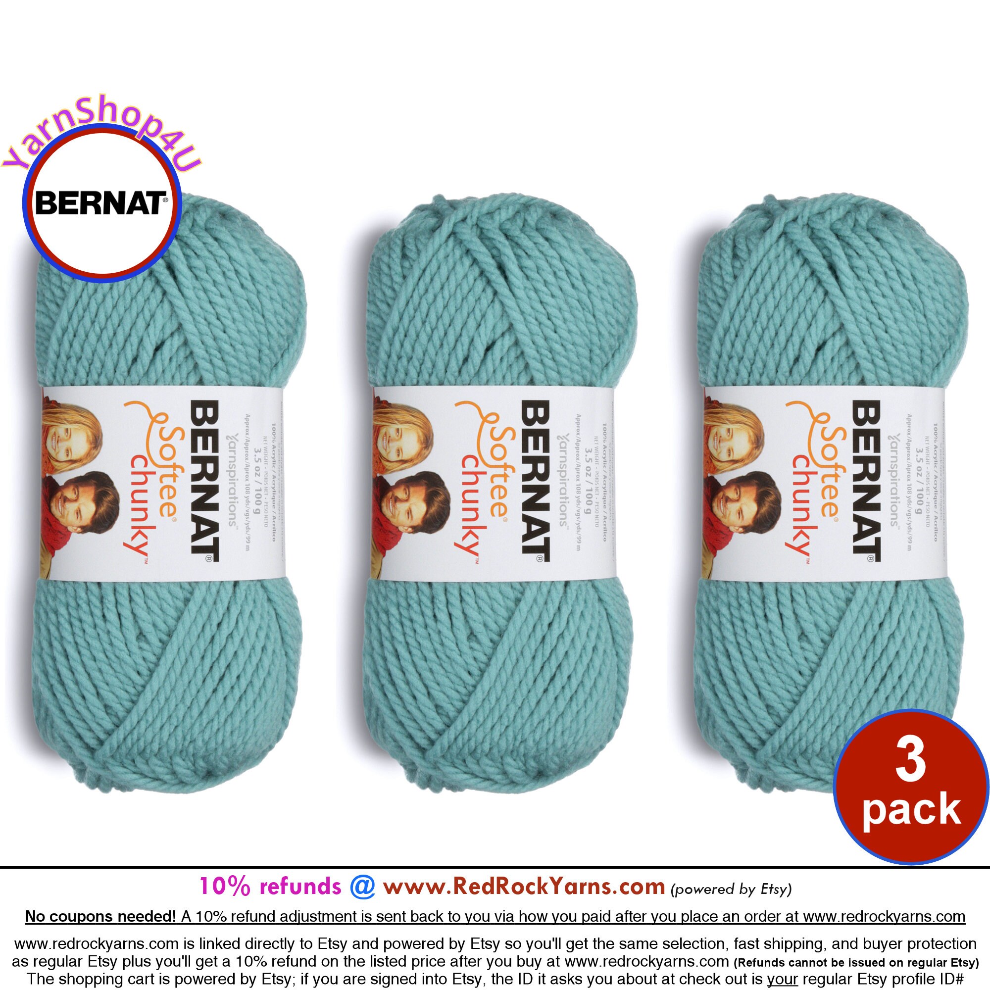 Multipack of 12 - Bernat Softee Chunky Yarn-Seagreen, 12 - Pay Less Super  Markets