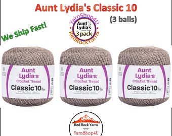 TAUPE CLAIR 3 pack! Aunt Lydia's Classic 10 Crochet Thread. 350yds. Item #154-8550