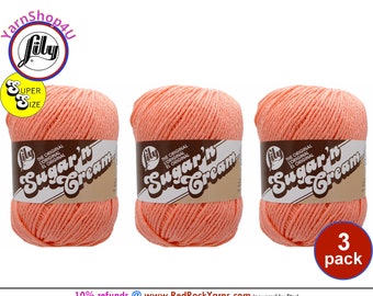 CORAL ROSE - 3 Pack! Super Size 4oz | 190yds. 100% Cotton yarn. Original Lily Sugar N Cream. (4 ounces | 190 yards) 3 skeins!