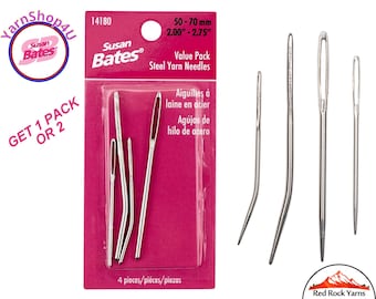 Value Pack Steel Yarn Needles. 4 Susan Bates bent and straight Needles in different sizes. Length: 2-2.75" [Get 1 pack or 2] #14180