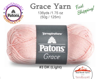 BLUSH Patons Grace yarn Light weight #3. 100% Mercerized Cotton, 1.75 oz | 136 yards (50 g | 125 m) Color #62416