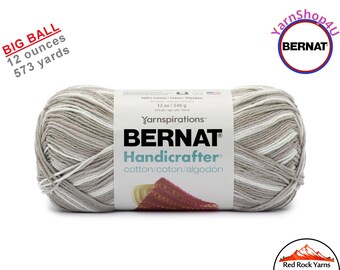 GREIGE OMBRE - 12oz | 573 yards! Bernat Handicrafter Big Ball 100% Cotton Yarn. (Gray + Beige = Greige) Item 16203434041