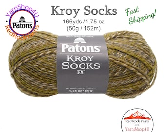 MOSSY COLORS - Patons Kroy Socks FX Yarn is 1.75oz | 166yds Super Fine Weight (1) Sock Yarn. A Blend of 75/25% Wool/Nylon (50g | 152m)