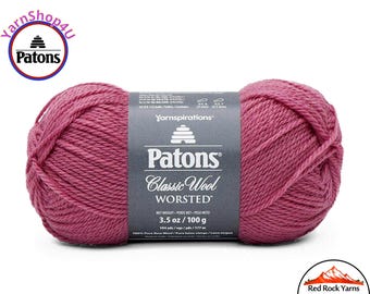ROSE - Patons Classic Wool Worsted Yarn Medium Weight (4). 100% wool yarn. 3.5oz | 194 yards (100g | 177m) Item 24407777745