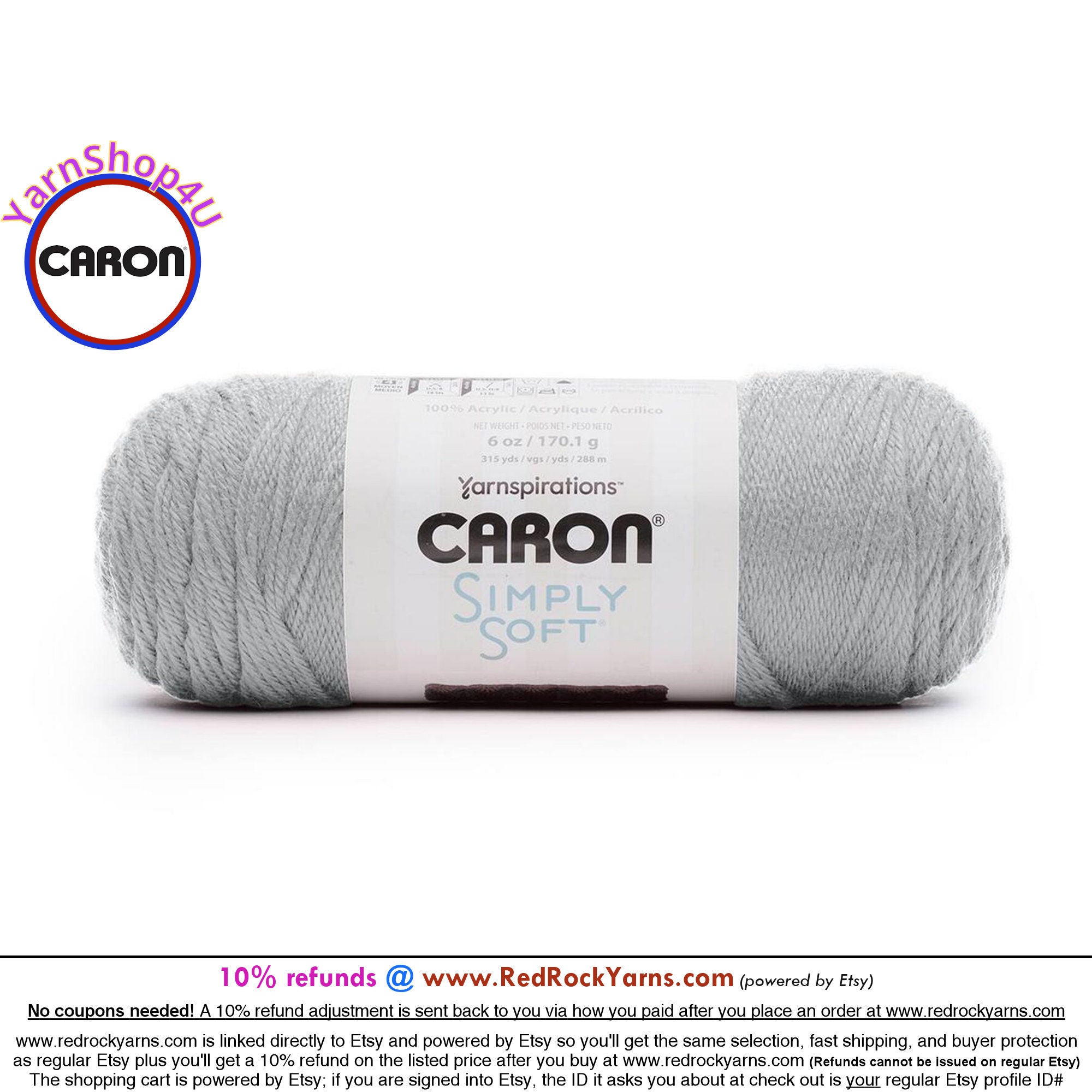 FEATHERED GRAY - Caron Simply Soft 6oz / 315yds (170g / 288m) 100% Acrylic  yarn. Item H970039794