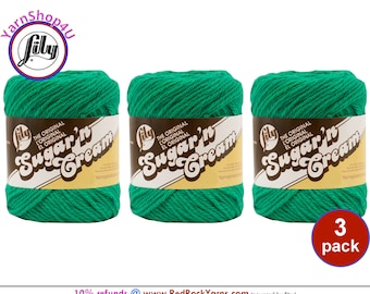 MOD GREEN 3 Pack! 2.5oz | 120yd The Original Lily Sugar N Cream 100% Cotton Yarn. 3 Skeins Bulk Buy!