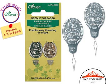 Needle Threader for large and small size thread. 2 per package. Buy 1, 2 or 3 packages. Clover #4000