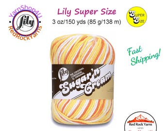 CREAMSICLE Super Size 3oz | 143yds. 100% Cotton yarn. Original Lily Sugar N Cream (3 ounces | 143 yards). Color #19605
