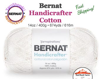 OFF WHITE - 14oz | 674yds Bernat Handicrafter Cotton yarn. 100% cotton Yarn. Great for dish cloths. Big Ball! Item 16202828002