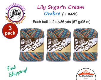 CAPRI OMBRE 3 Pack! 2oz | 95yds. Lily Sugar N Cream The Original 100% Cotton Yarn. 2 ounces / 95 yards ea. 3 skeins Bulk Buy!
