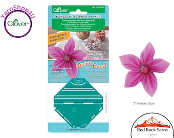 KANZASHI for LARGE POINTED Gathered Petal Flowers of 3" Size. Clover Kanzashi Flower Maker. Plastic Template to make fabric flowers. #8483