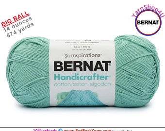 SKY - 14oz | 674yds Bernat Handicrafter Cotton yarn. 100% cotton Yarn. Great for dish cloths. Big Ball! Item 16202828005