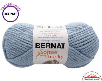 GRAY BLUE Bernat Softee Chunky Yarn Super Bulky Yarn. 3.5oz | 108yds | 100% Acrylic Yarn. Item 16112828802