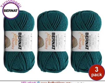 TEAL WAVES 3 pack! Bernat Softee Chunky Yarn Super Bulky Yarn. 3.5oz | 108yds | 100% Acrylic Yarn. 3 skeins per pack = Bulk Buy!