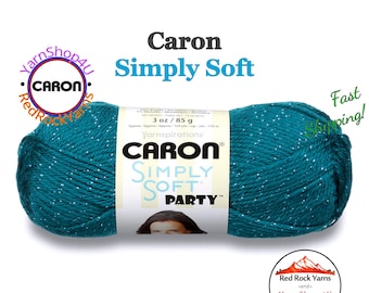 TEAL SPARKLE - Caron Simply Soft Party! 3 oz / 164 yds (85 g / 150 m) 99% Acrylic, 1 percent Metallic (3 ounce / 164 yards) Color #0004