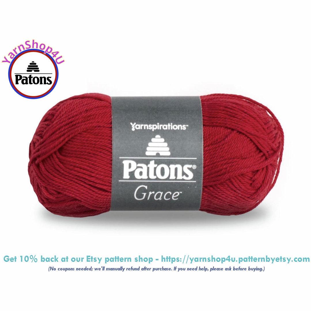 CARDINAL Patons Grace Yarn Light Weight 3. 100 Mercerized Etsy